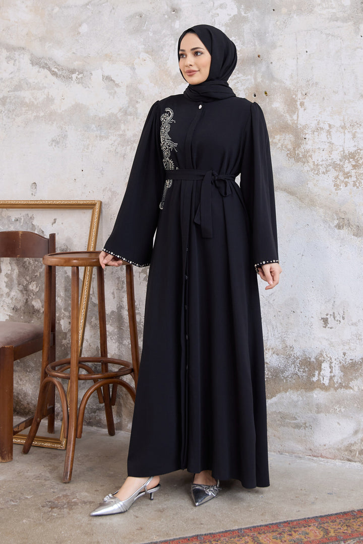 ZRF Women Lora Stone-Embellished Abaya - Black - Avondale