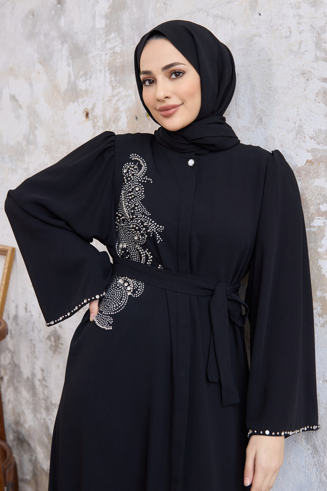 ZRF Women Lora Stone-Embellished Abaya - Black - Avondale