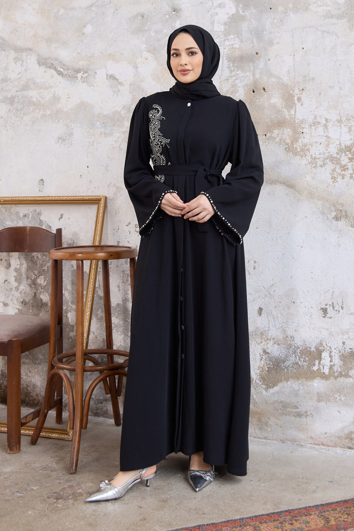 ZRF Women Lora Stone-Embellished Abaya - Black - Avondale