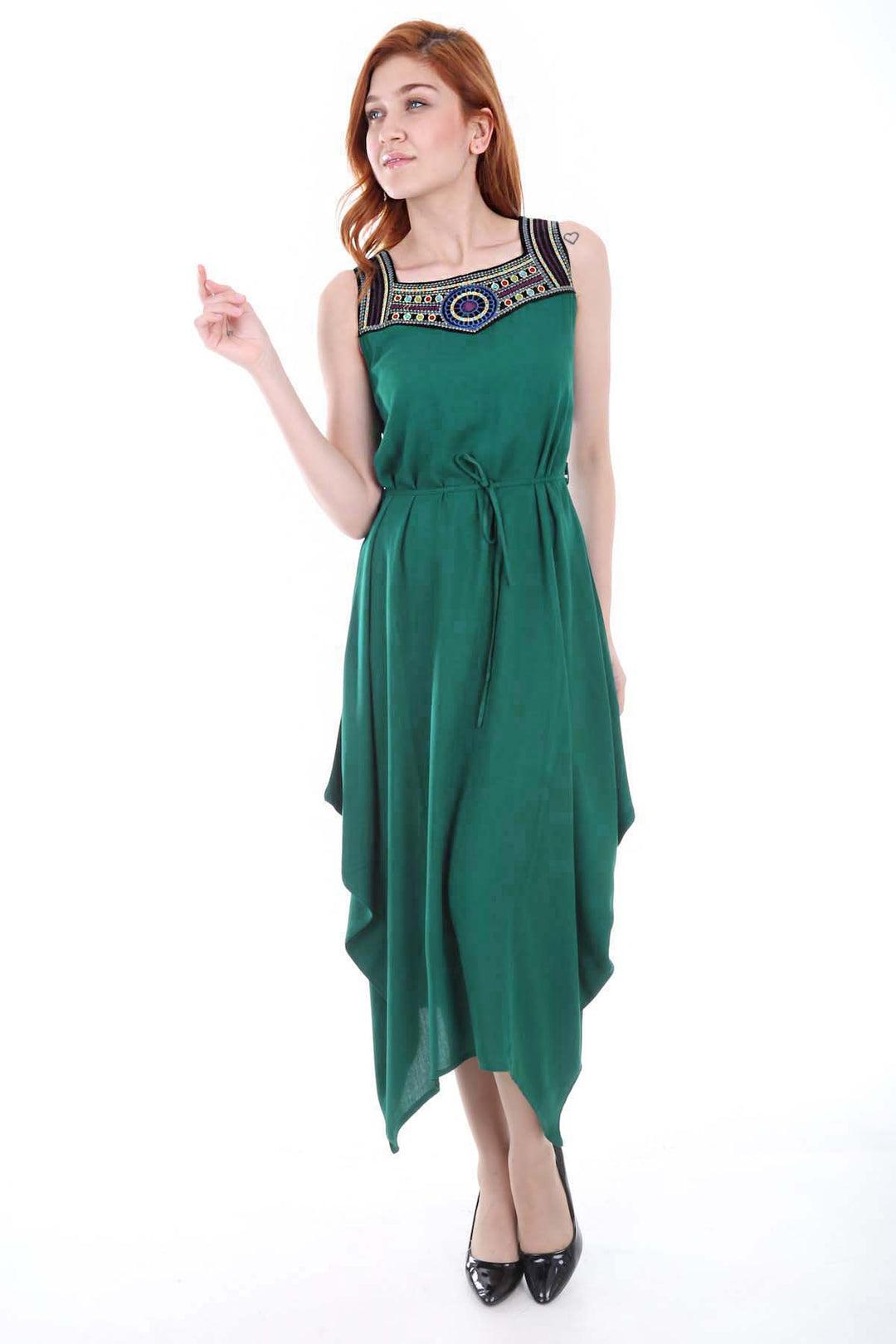 BGD Women Embroidered Dress - Green - Avondale