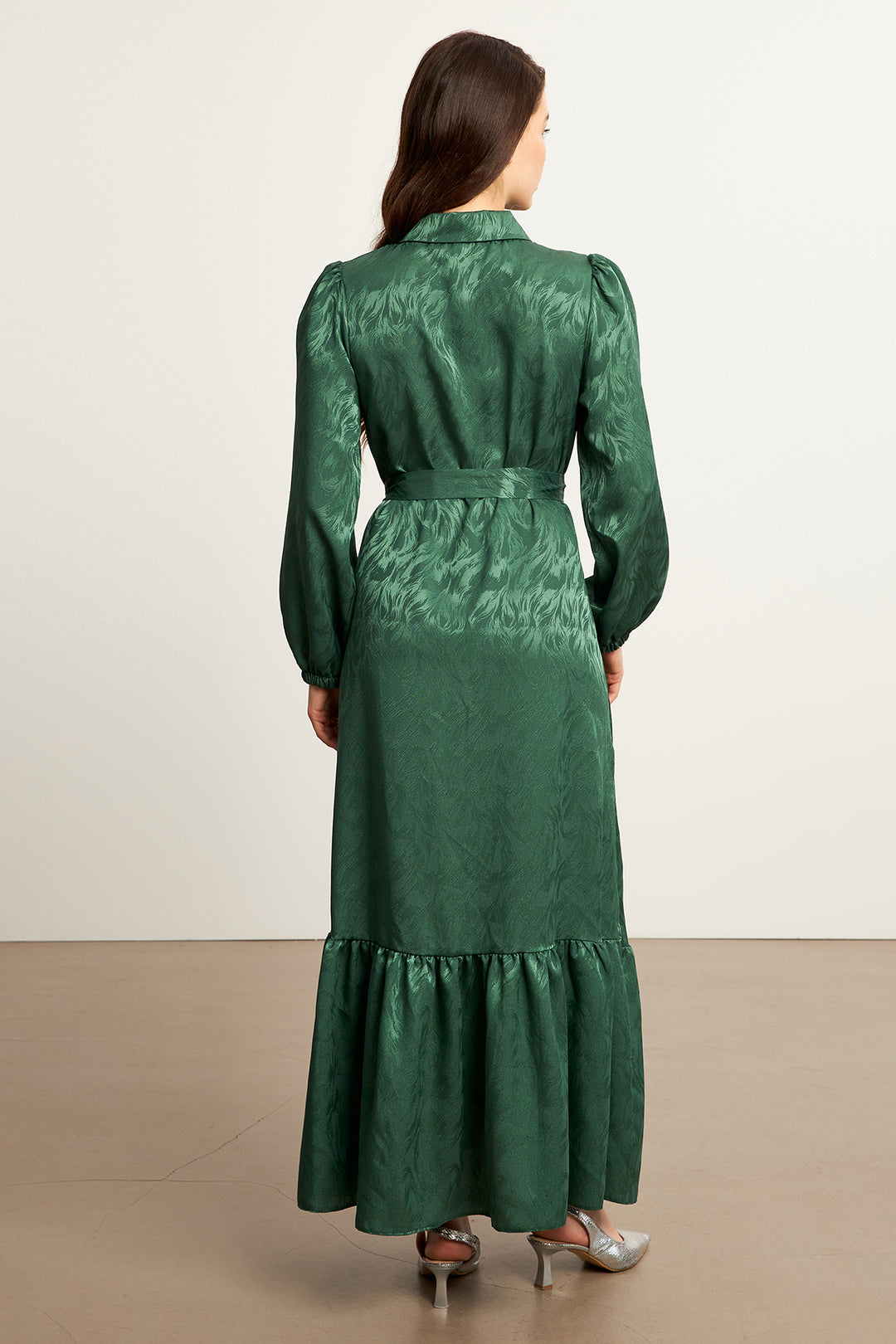 ZRF Women Royal Stone-embellished Jacquard Dress - Emerald - Hanford