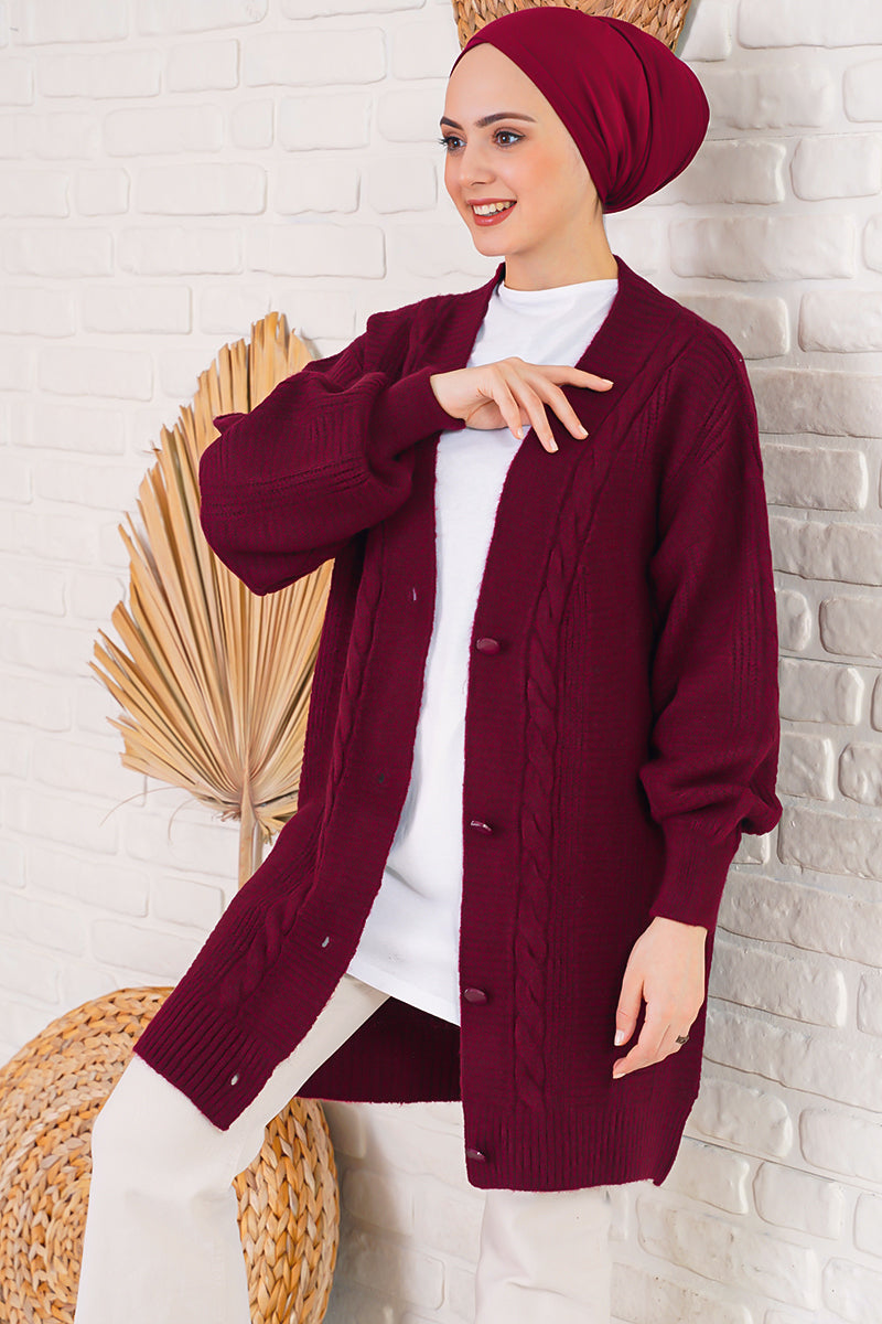 BGD Women Hijab Cardigan - Burgundy - Avondale