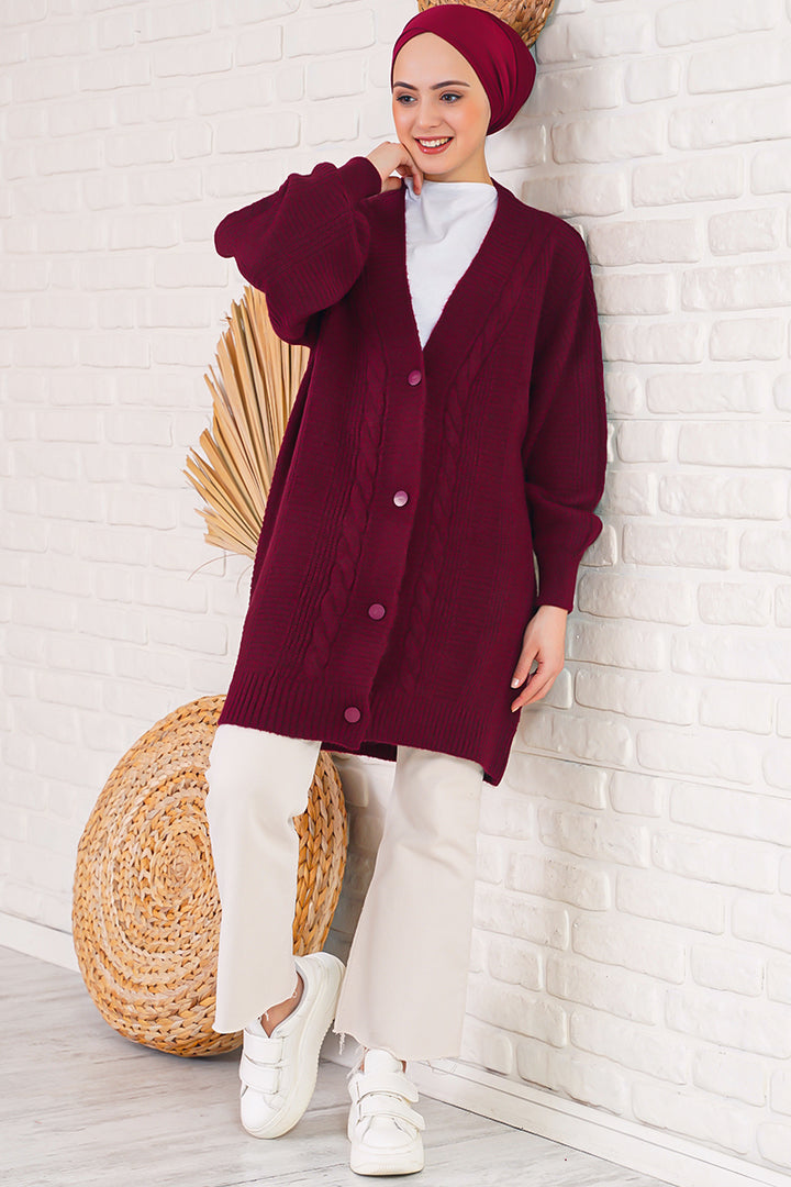 BGD Women Hijab Cardigan - Burgundy - Avondale