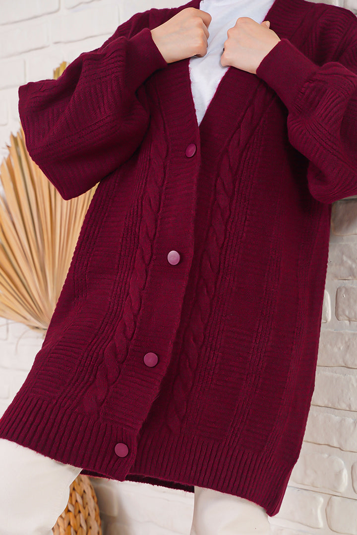 BGD Women Hijab Cardigan - Burgundy - Avondale