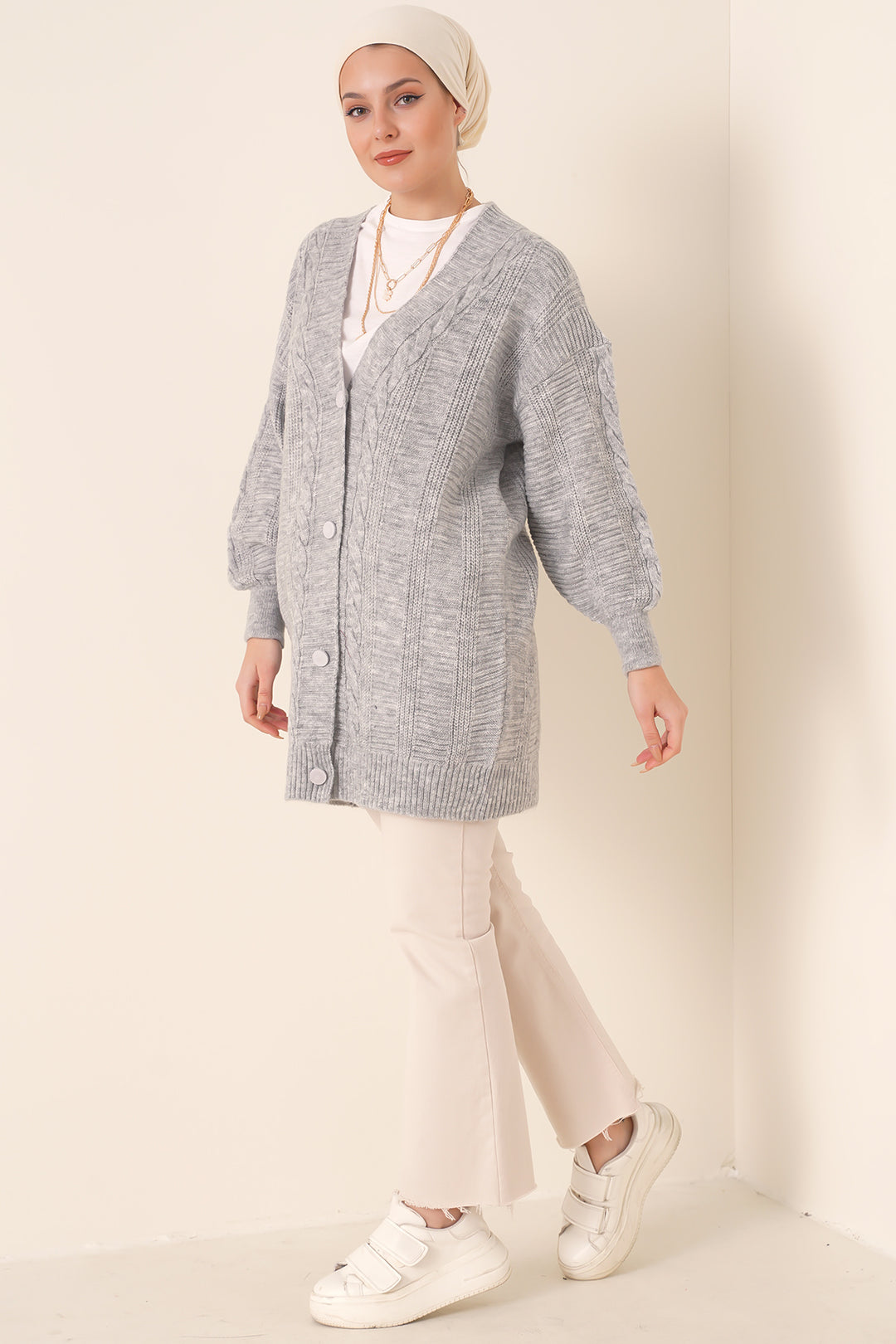 BGD Women Hijab Cardigan - Gray - Avondale