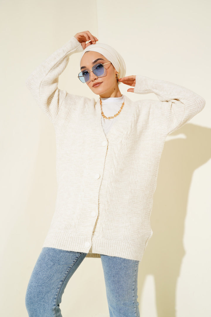 BGD Women Hijab Cardigan - Off-White - Avondale