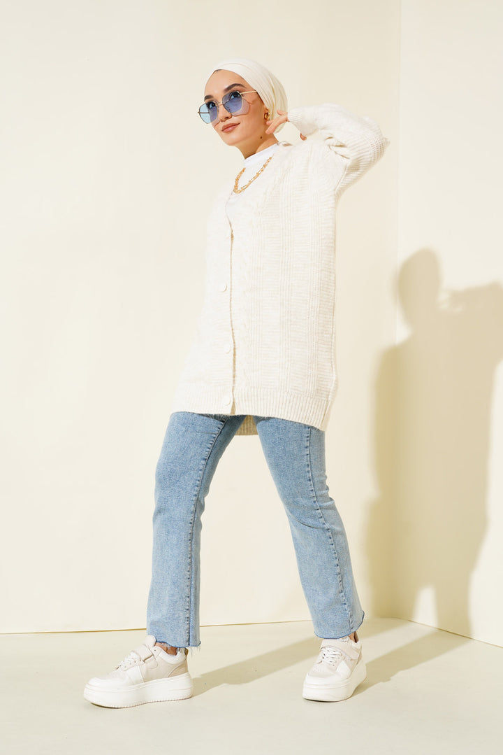 BGD Women Hijab Cardigan - Off-White - Avondale