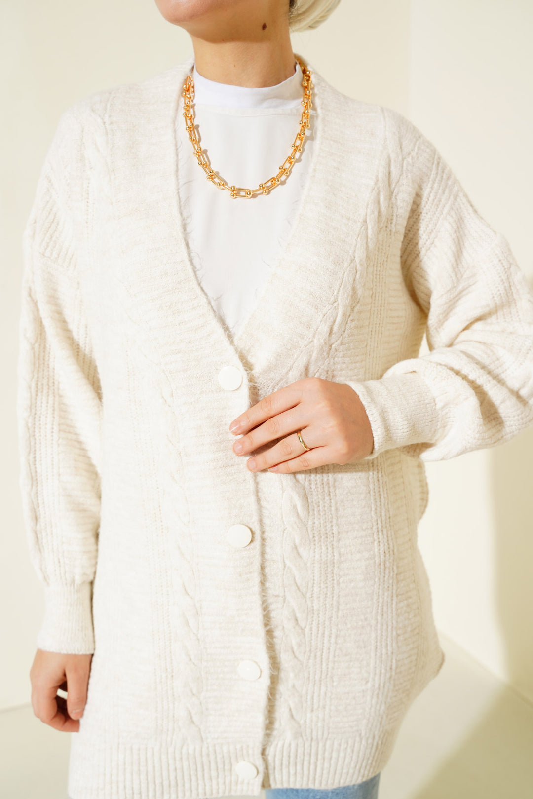 BGD Women Hijab Cardigan - Off-White - Avondale