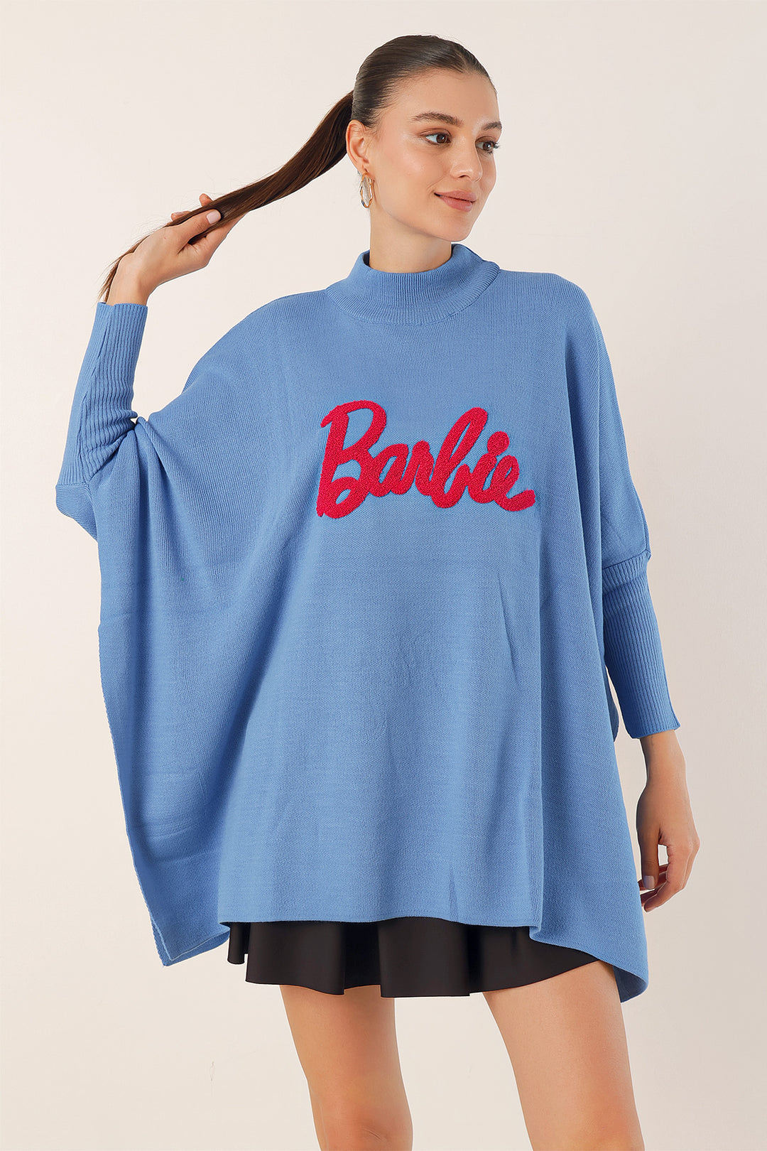 BGD Women Slit Poncho Sweater - Navy Blue - Avondale