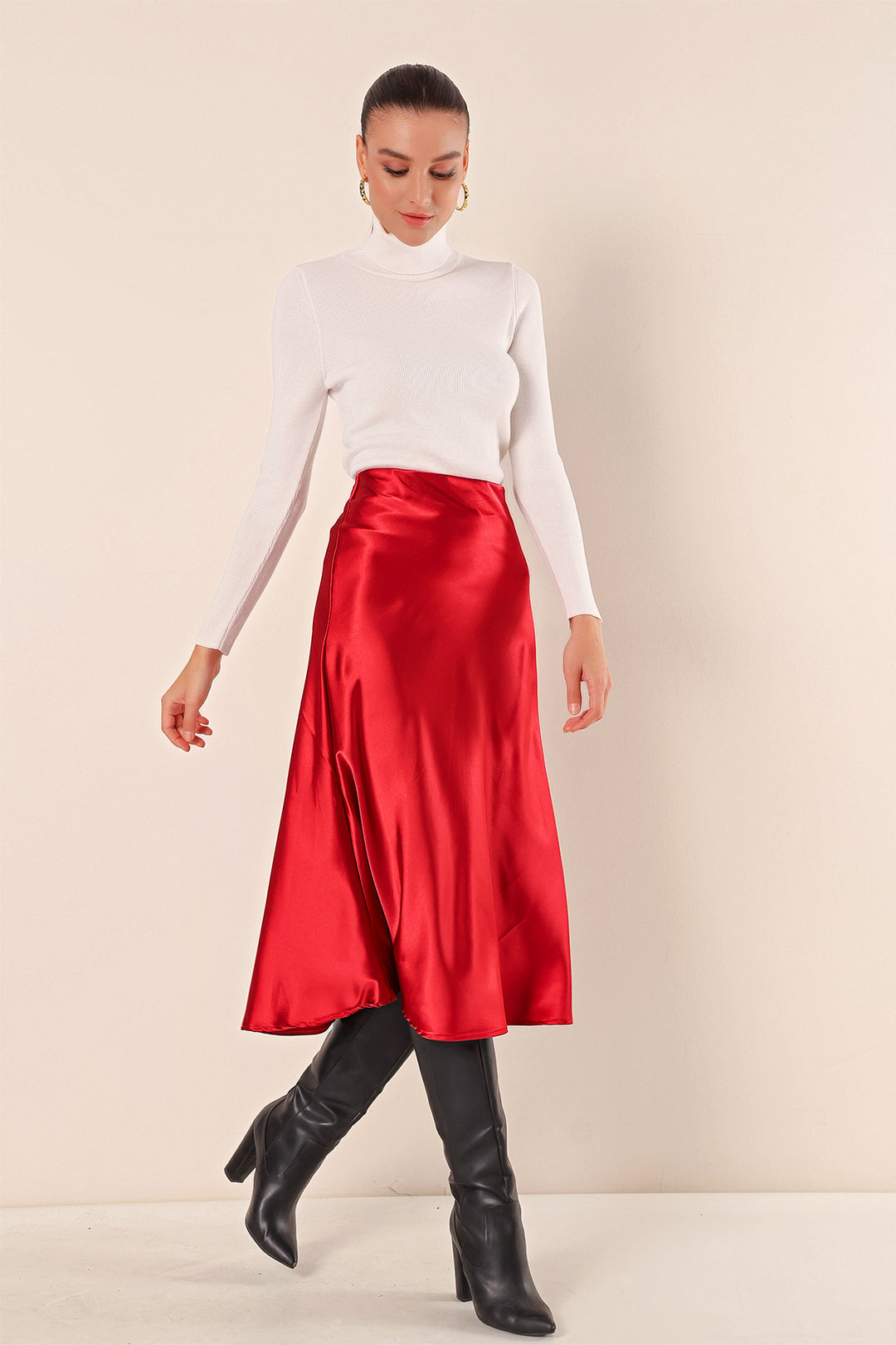 BGD Women Satin Skirt - Burgundy - Avondale