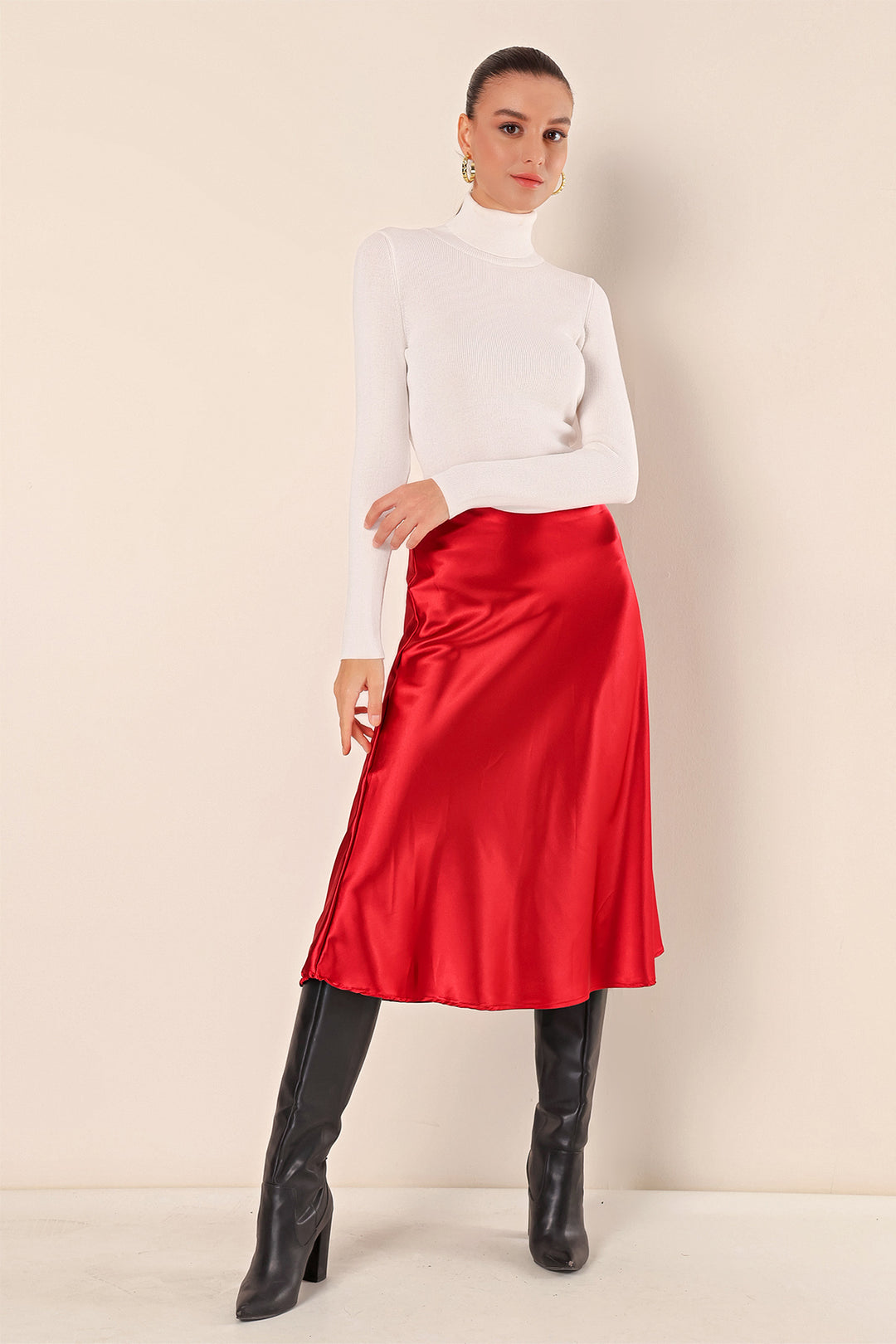 BGD Women Satin Skirt - Burgundy - Avondale