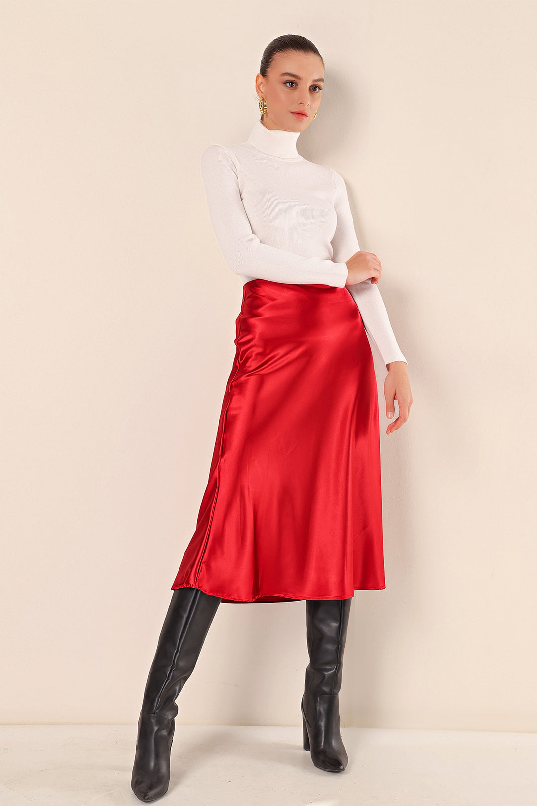 BGD Women Satin Skirt - Burgundy - Avondale