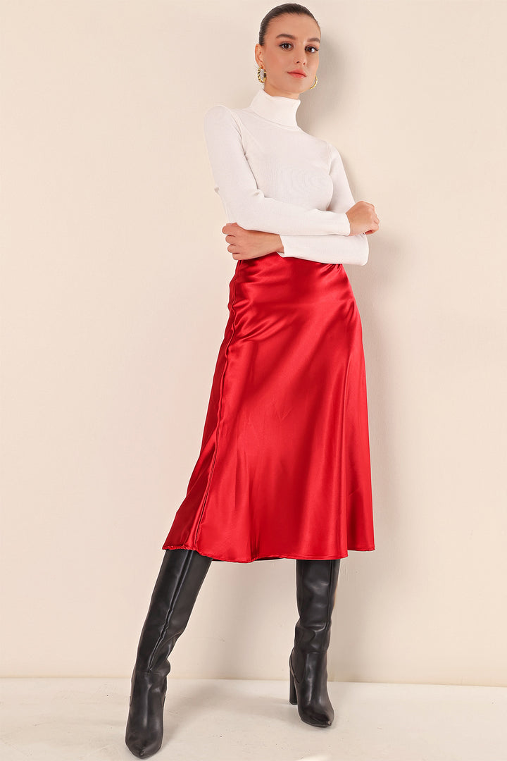 BGD Women Satin Skirt - Burgundy - Avondale