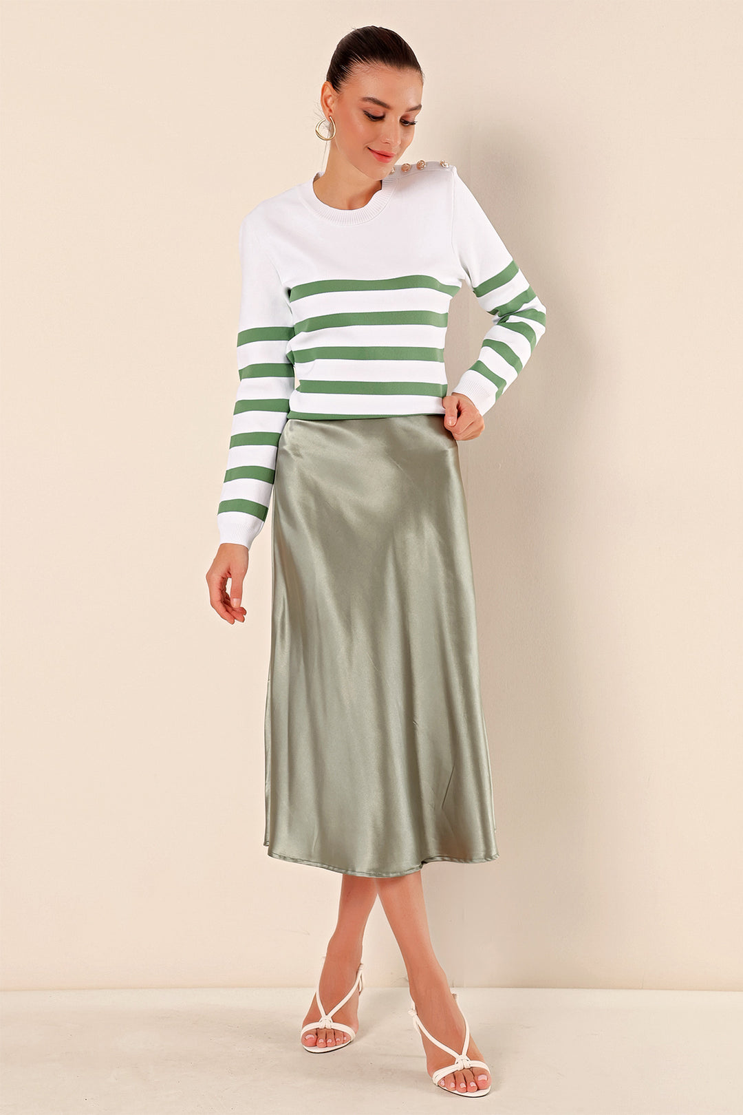 BGD Women Satin Skirt - Green Almond - Avondale