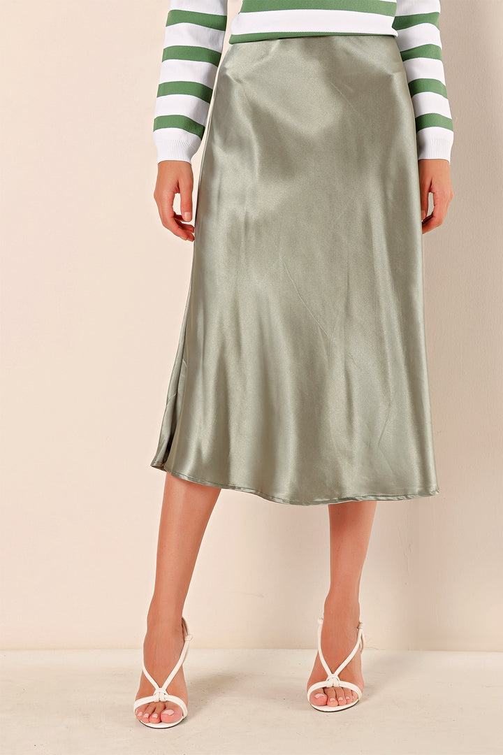 BGD Women Satin Skirt - Green Almond - Avondale