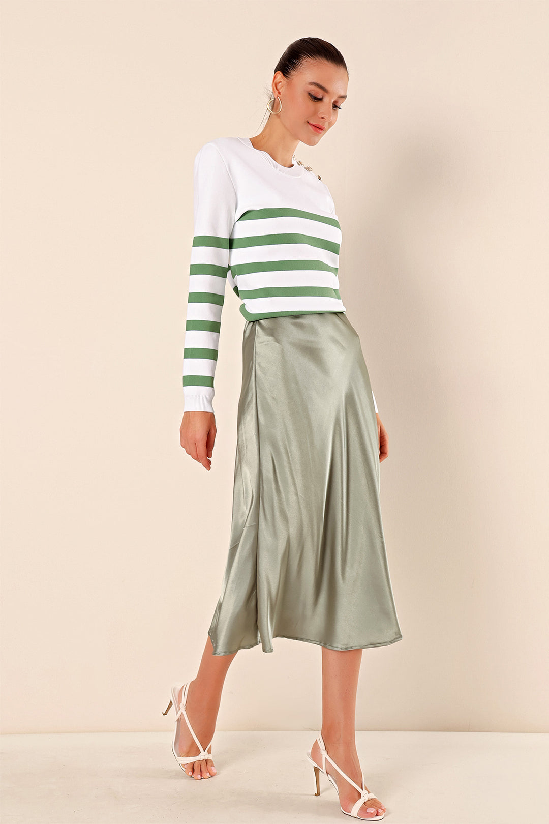 BGD Women Satin Skirt - Green Almond - Avondale