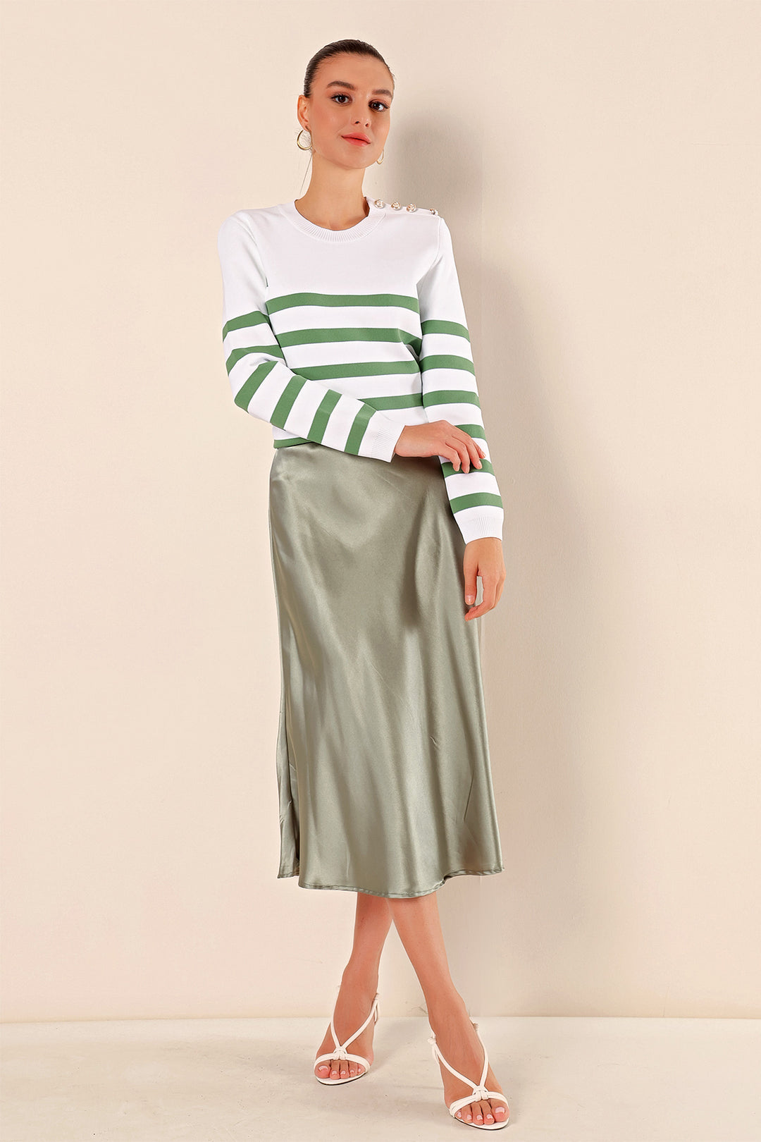 BGD Women Satin Skirt - Green Almond - Avondale