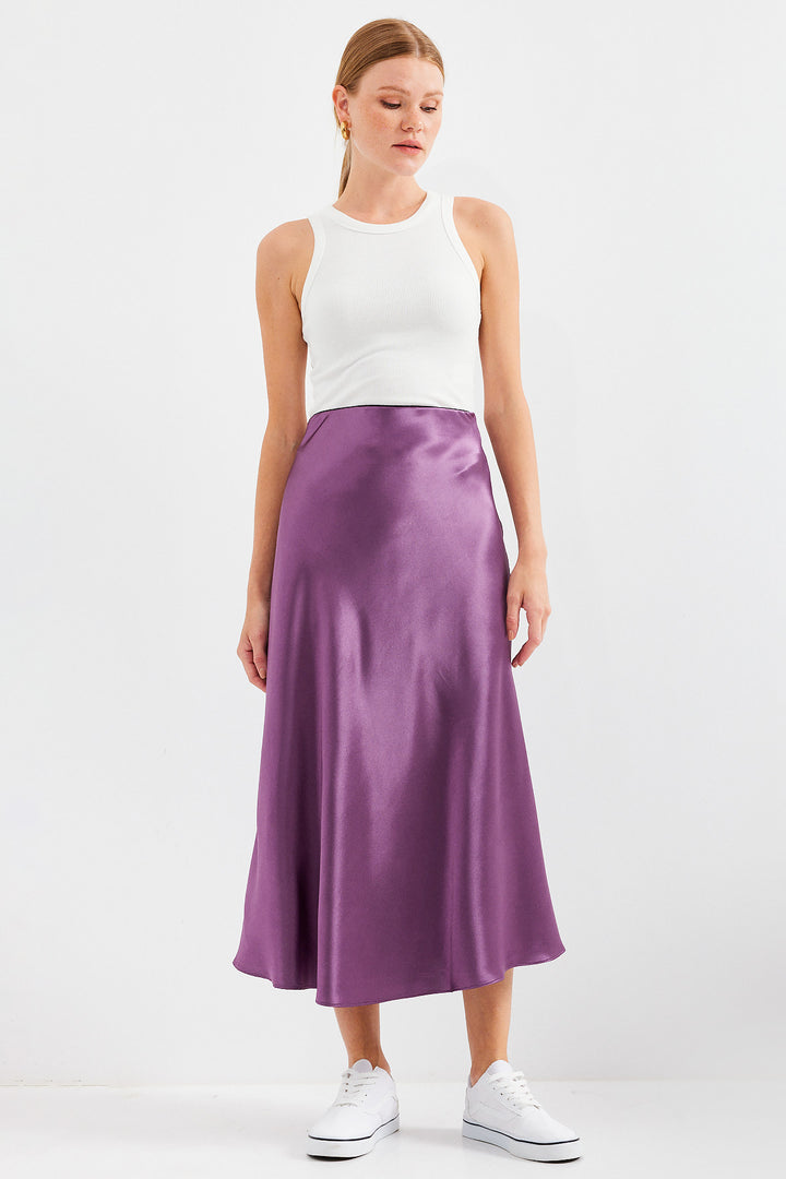 BGD Women Satin Skirt - Dark Lilac - Avondale