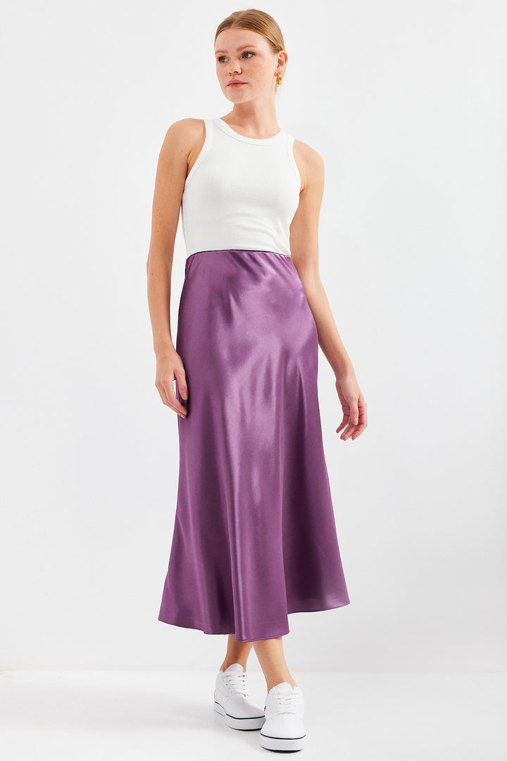 BGD Women Satin Skirt - Dark Lilac - Avondale