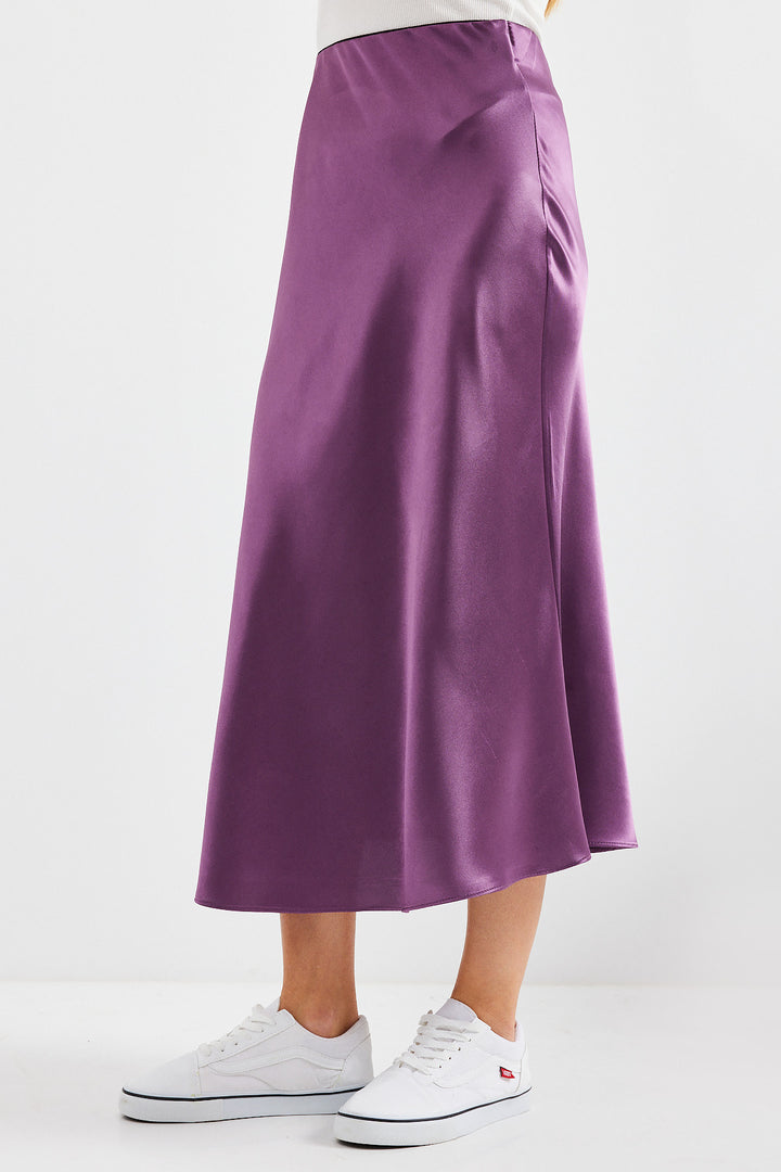 BGD Women Satin Skirt - Dark Lilac - Avondale