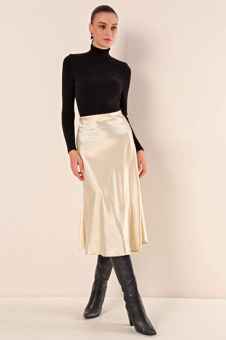 BGD Women Satin Skirt - Cream - Avondale