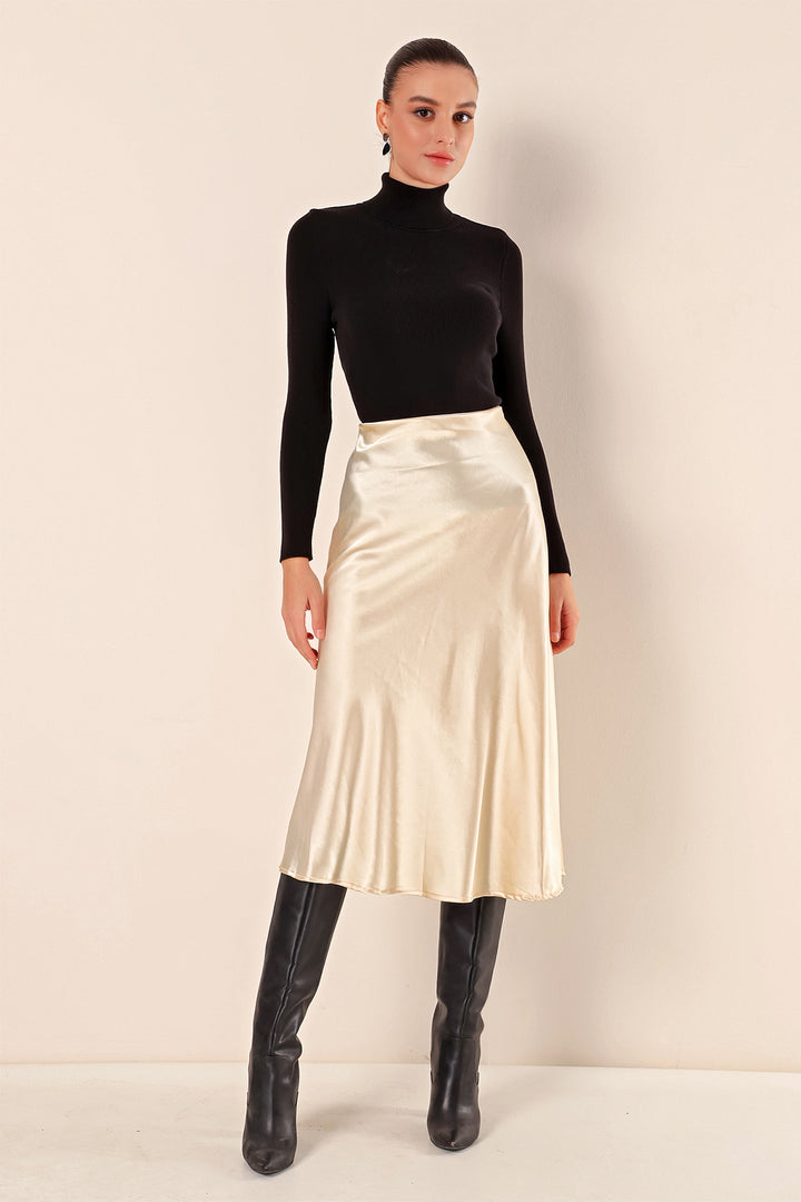 BGD Women Satin Skirt - Cream - Avondale