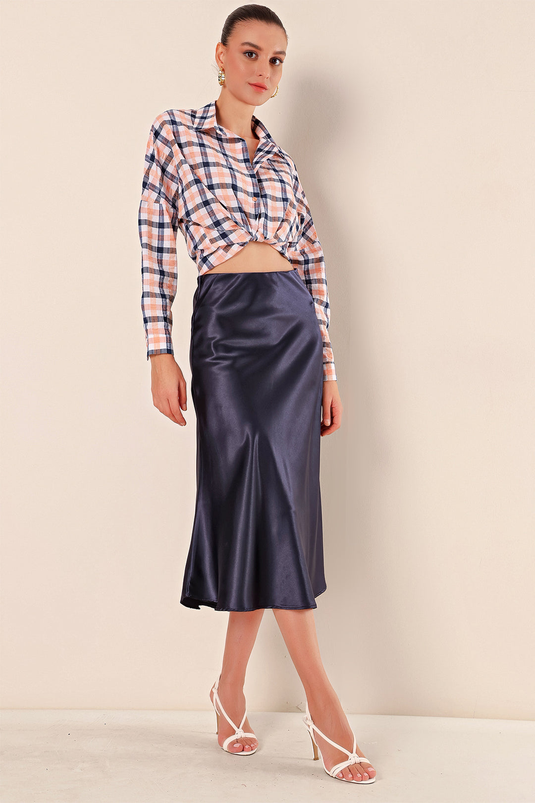 BGD Women Satin Skirt - Navy Blue - Avondale