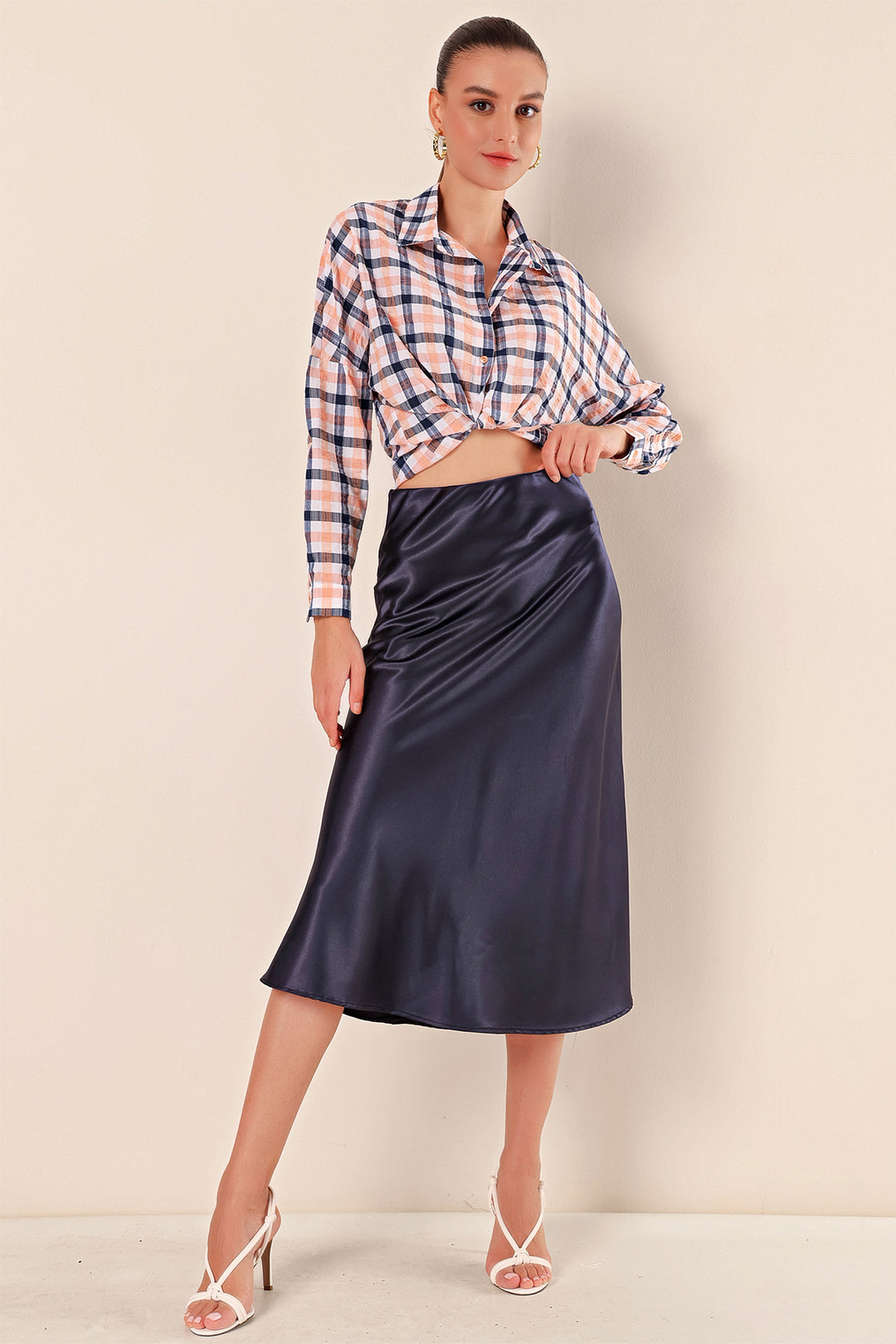 BGD Women Satin Skirt - Navy Blue - Avondale