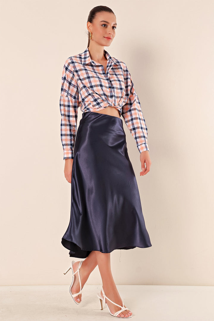 BGD Women Satin Skirt - Navy Blue - Avondale