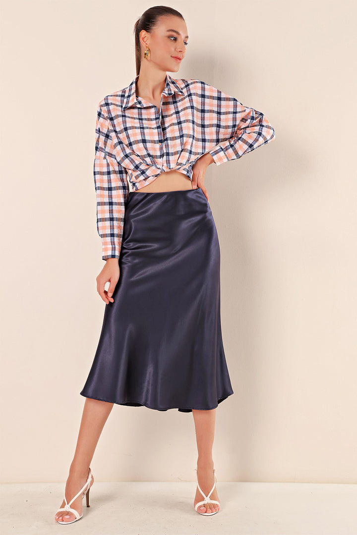 BGD Women Satin Skirt - Navy Blue - Avondale