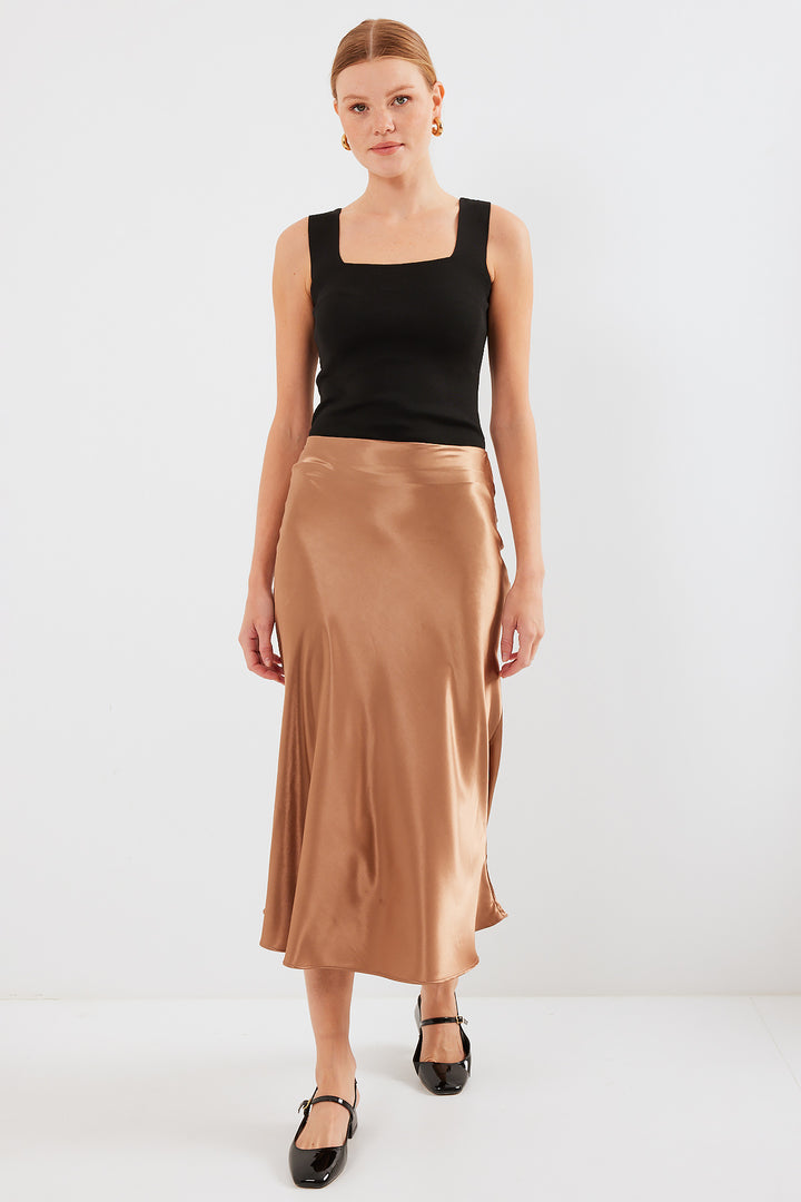 BGD Women Satin Skirt - M. Brown - Avondale