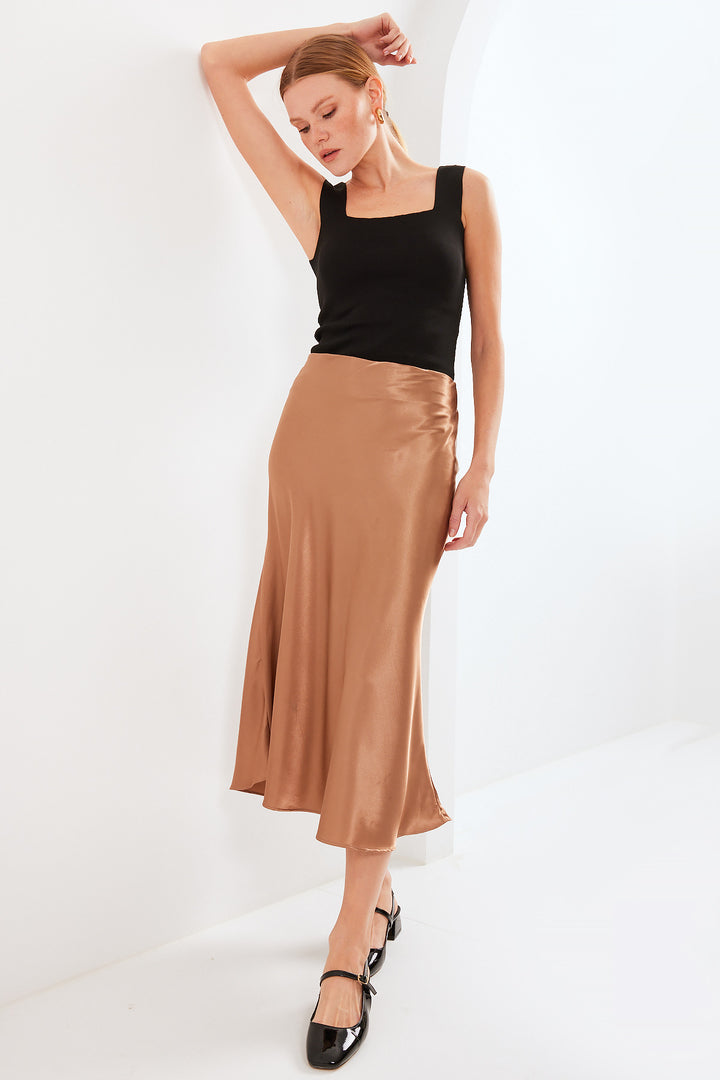 BGD Women Satin Skirt - M. Brown - Avondale