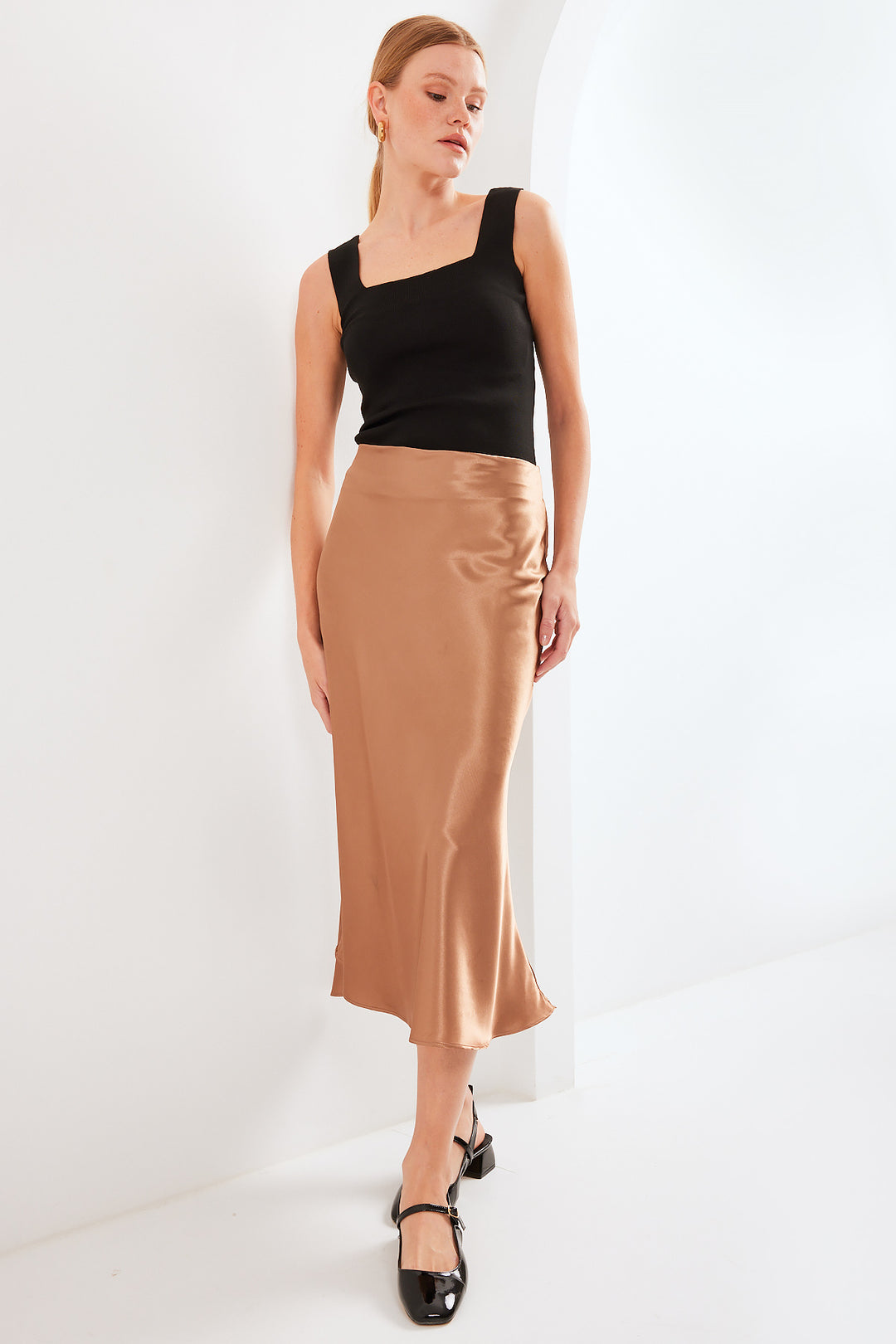 BGD Women Satin Skirt - M. Brown - Avondale