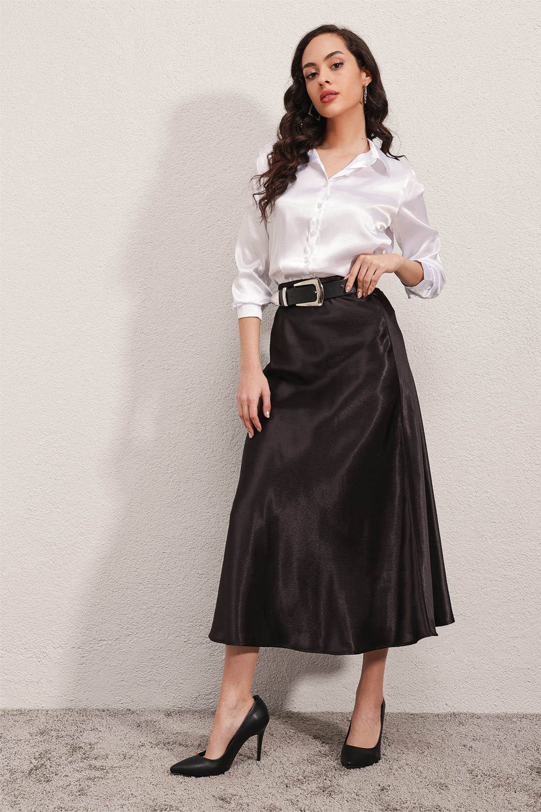 BGD Women Satin Skirt - Black - Avondale