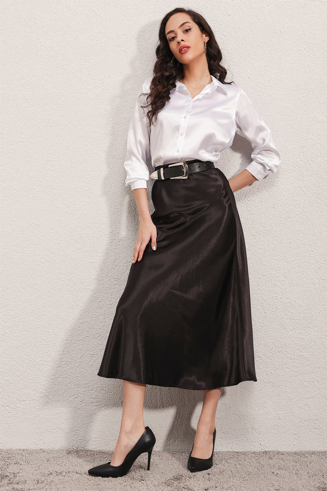 BGD Women Satin Skirt - Black - Avondale