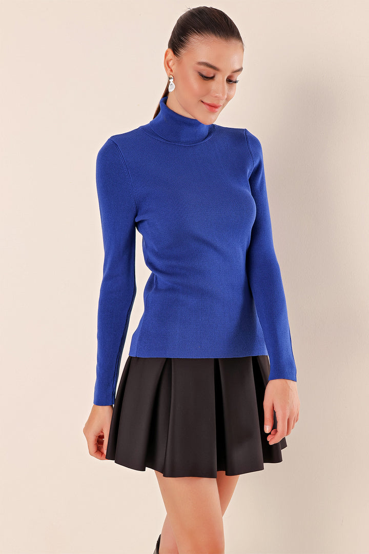 BGD Women Polo Neck Sweater - Blue - Avondale