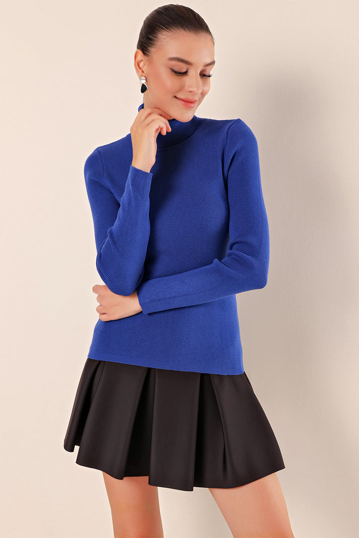 BGD Women Polo Neck Sweater - Blue - Avondale