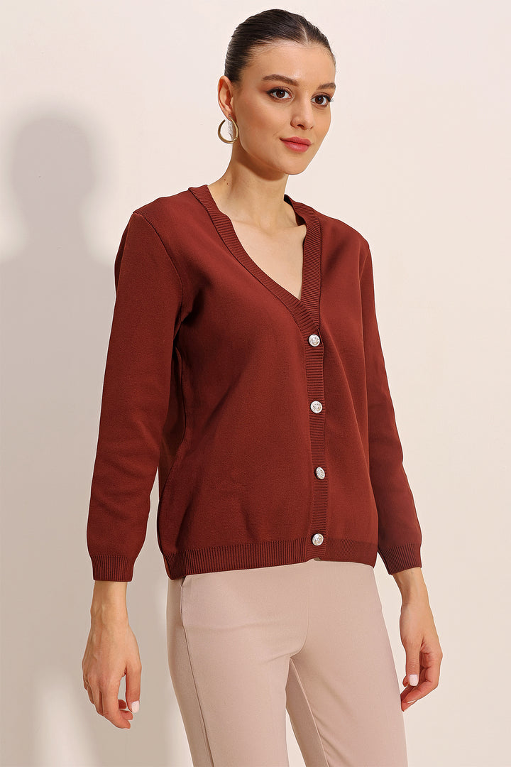 BGD Women Basic Knit Cardigan - Dark Brown - Avondale