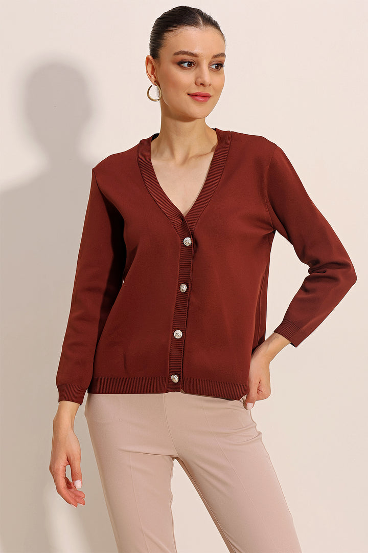 BGD Women Basic Knit Cardigan - Dark Brown - Avondale