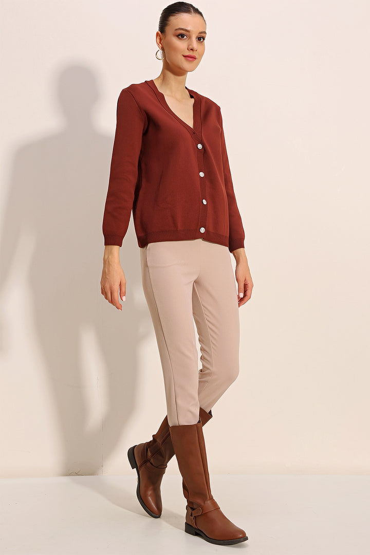 BGD Women Basic Knit Cardigan - Dark Brown - Avondale