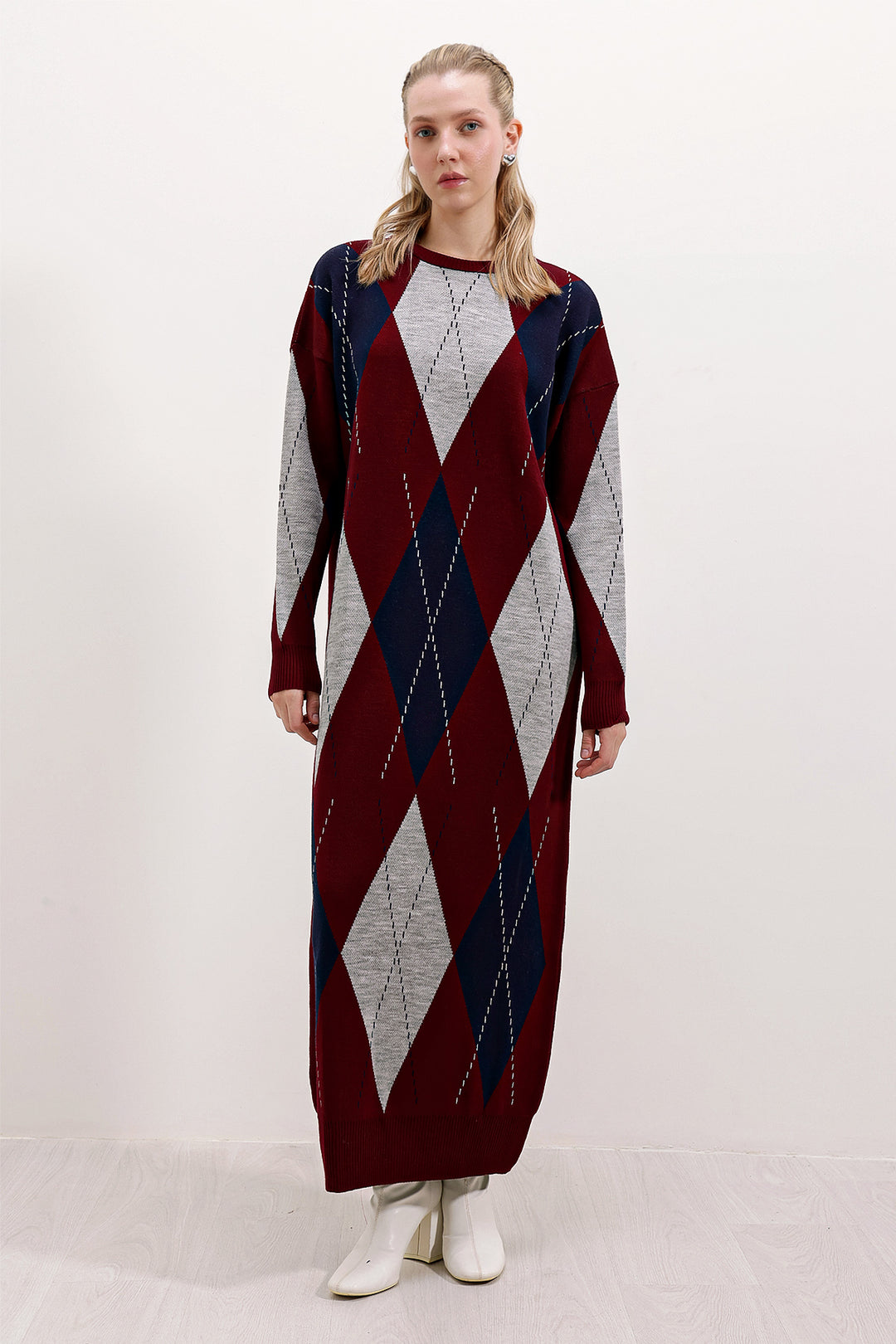 BGD Women Long Knit Dress - Burgundy - Avondale