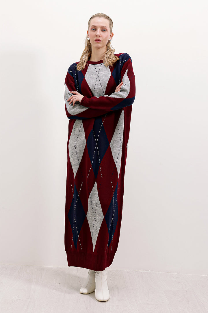 BGD Women Long Knit Dress - Burgundy - Avondale