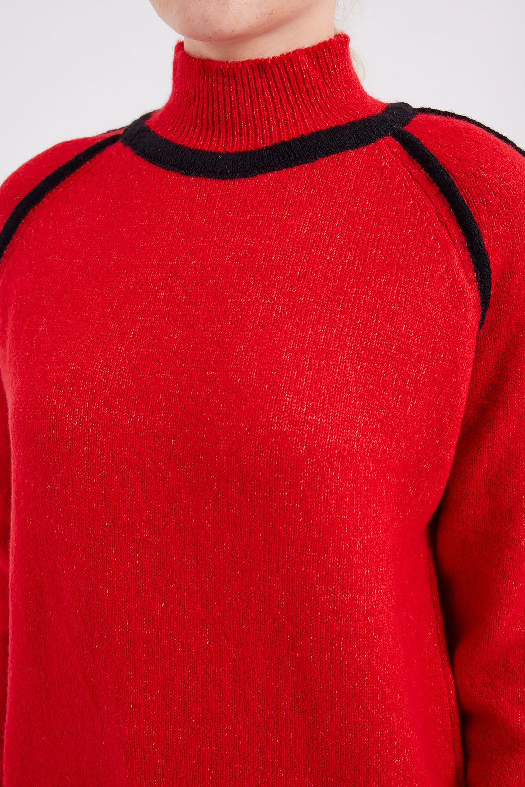 BGD Women Striped Oversized Knit Sweater - Red - Avondale