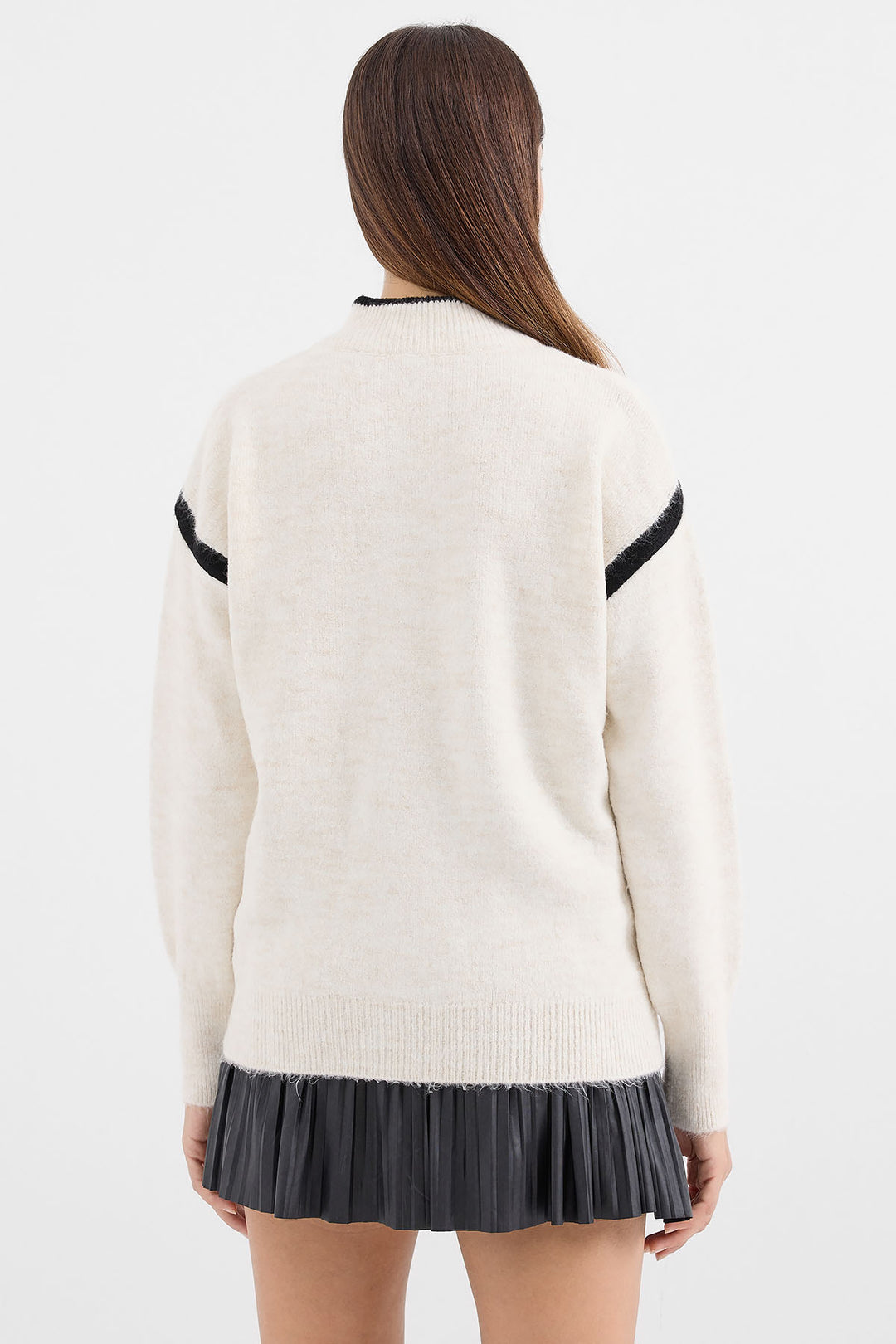 BGD Women Zippered Oversized Sweater - Ecru - Avondale