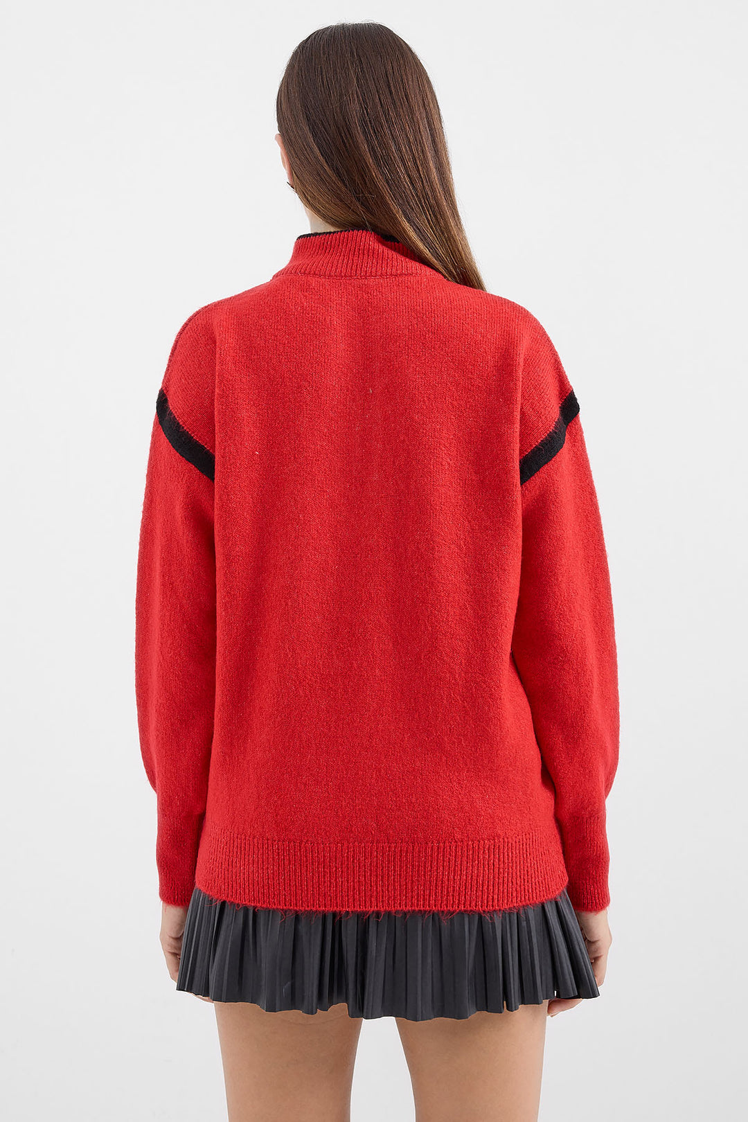 BGD Women Zippered Oversized Sweater - Red - Avondale