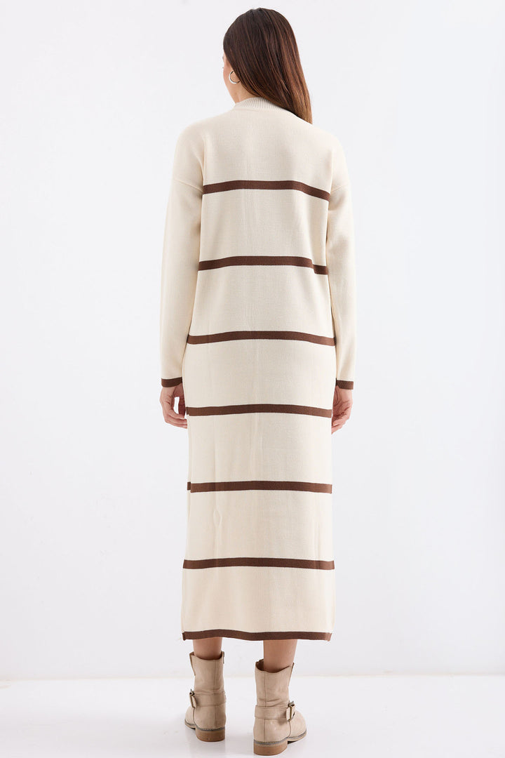 BGD Women Striped Long Knit Dress - Cream - Avondale