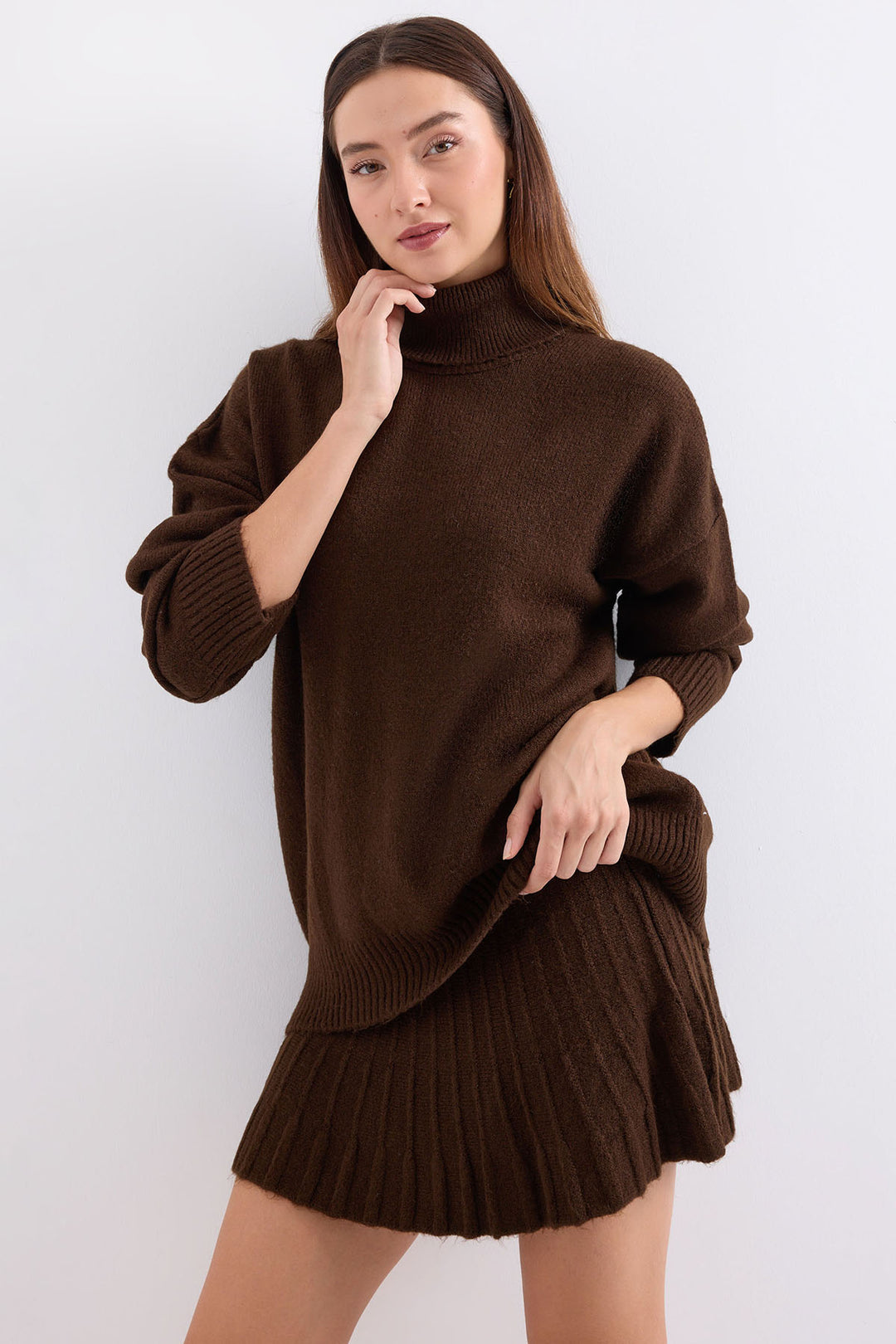 BGD Women Kazakh Skirt Knit Set - Brown - Avondale