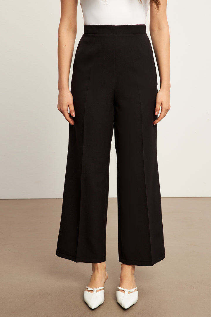 ZRF Women Elasticated High-Waisted Wide Leg Pants - Black - Würselen