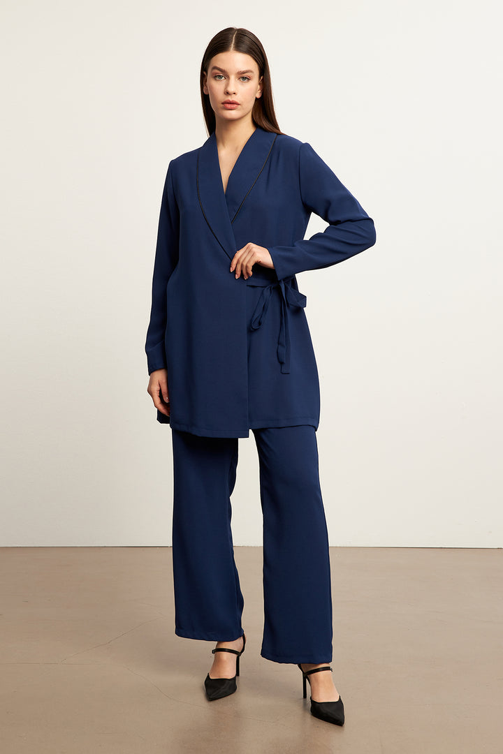 ZRF Women Two-Piece Suit with Striped Jacket - Indigo - Tbilisi