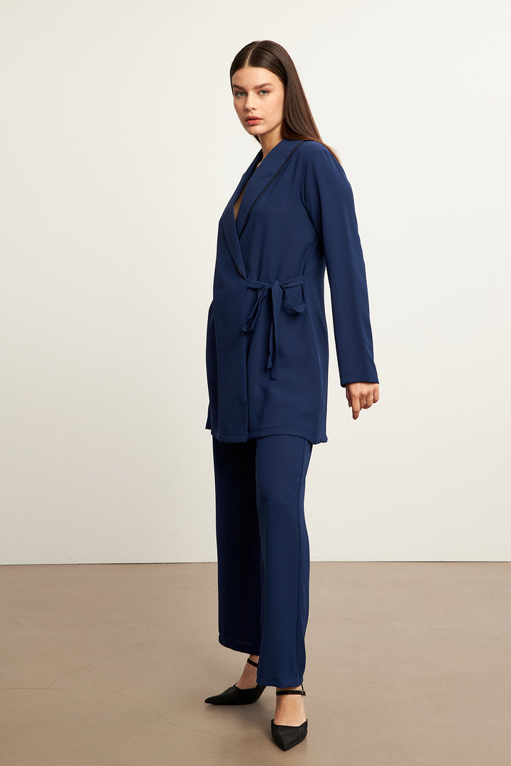 ZRF Women Two-Piece Suit with Striped Jacket - Indigo - Tbilisi